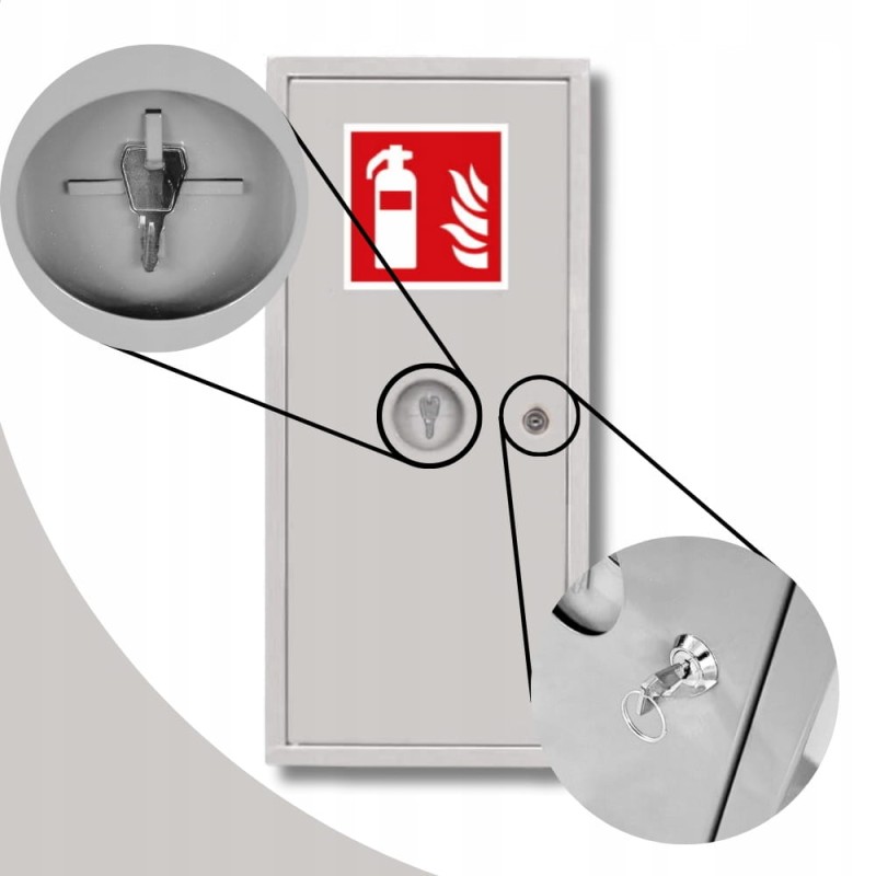 Szafka Ochronna na Gaśnicę 6kg 6L 4kg 2kg Nadtynkowa Metalowa Biała + Znak