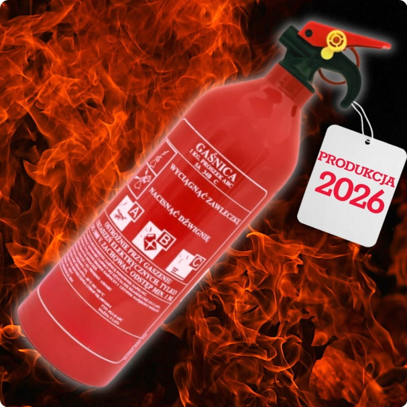 Zestaw Bezpieczeństwa Gaśnica 1kg 2026r Trójkąt Apteczka DIN13164 Kamizelka