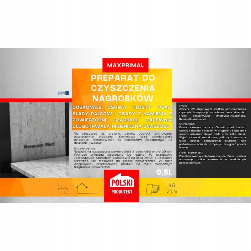 Płyn Preparat do Mycia Nagrobków 500ml Silny Czyści Kamień i Osady