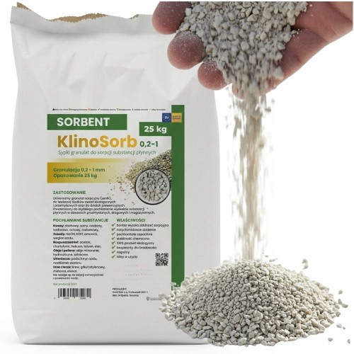 Uniwersalny Mineralny Sypki Sorbent do oleju Worek 25kg Ziarnistość 0,2-1mm