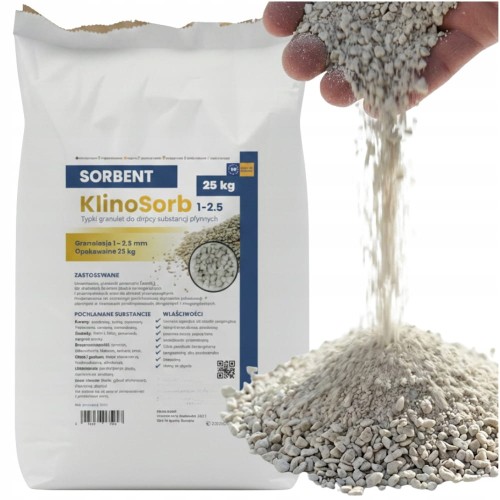Uniwersalny Mineralny Sypki Sorbent do oleju Worek 25kg Ziarnistość 1-2,5mm