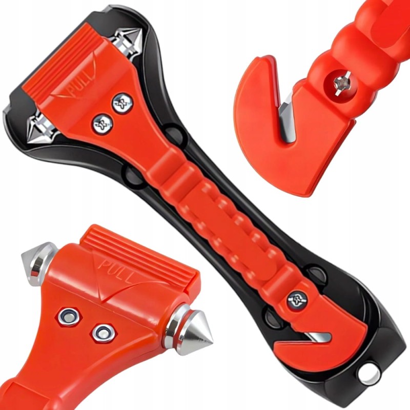 Młotek Bezpieczeństwa Ze Zbijakiem Szyb Samochodowych I Przecinakiem Pasów