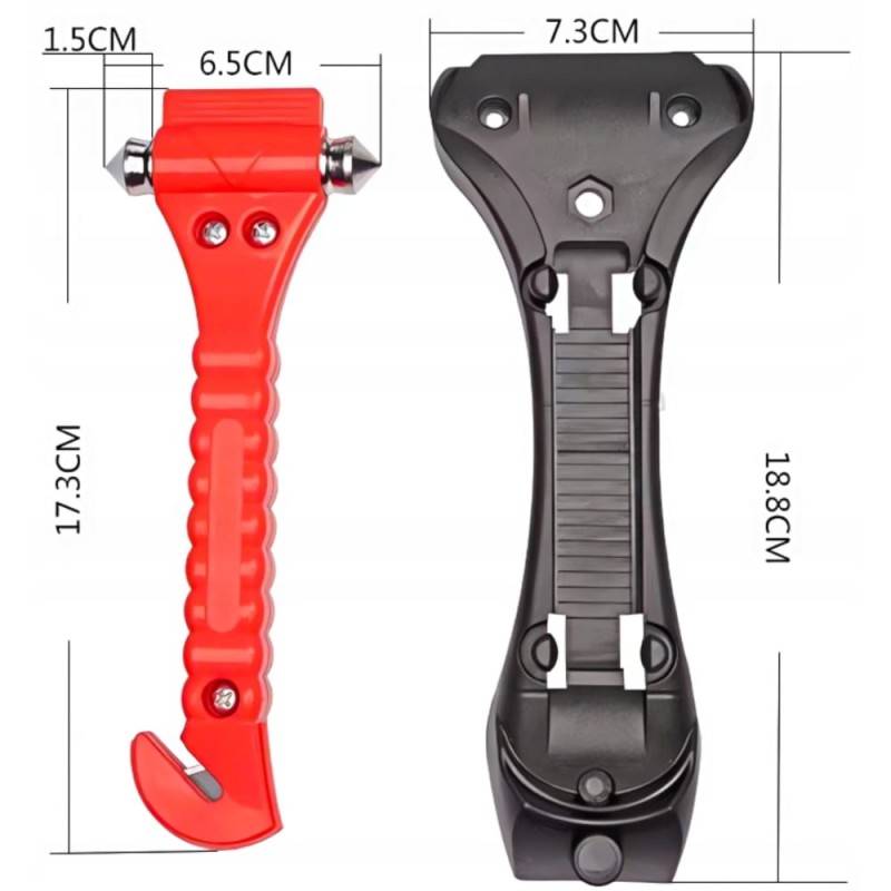 Młotek Bezpieczeństwa Ze Zbijakiem Szyb Samochodowych I Przecinakiem Pasów