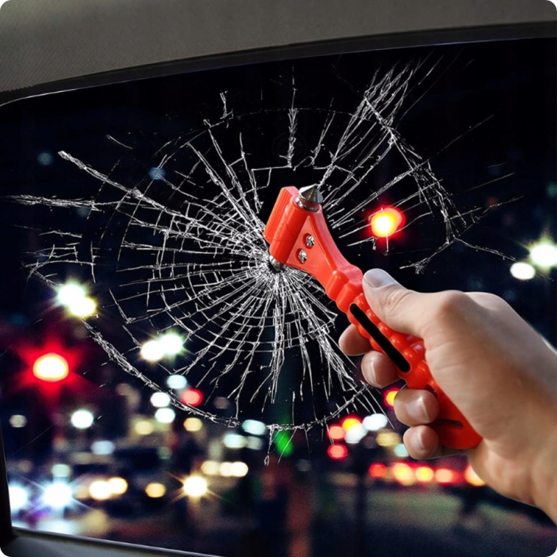 Młotek Bezpieczeństwa Ze Zbijakiem Szyb Samochodowych I Przecinakiem Pasów