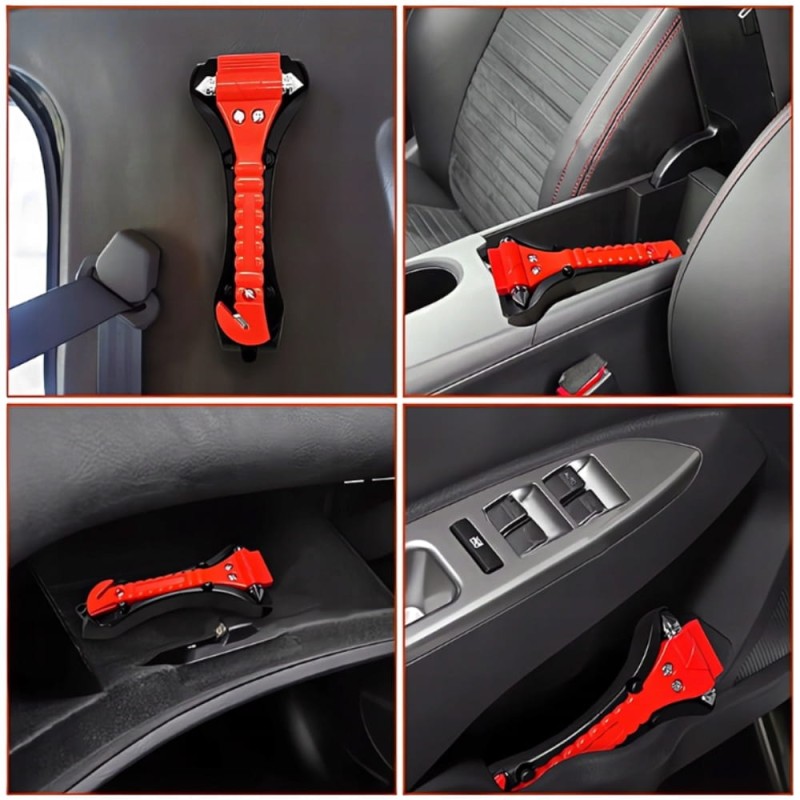 Młotek Bezpieczeństwa Ze Zbijakiem Szyb Samochodowych I Przecinakiem Pasów