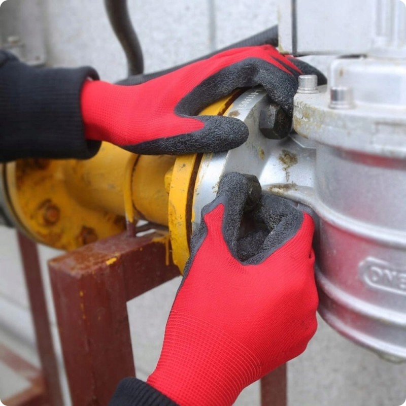 MOCNE Rękawice robocze 8 /M LATEKS Rękawiczki LATEX lateksowe szorstkie x12