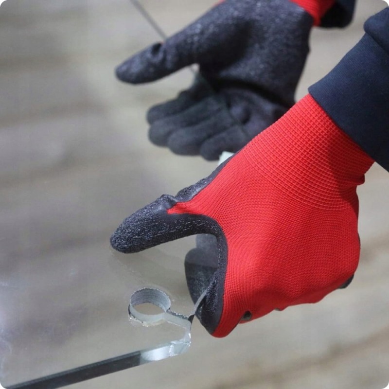 MOCNE Rękawice robocze 9 /L LATEKS Rękawiczki LATEX lateksowe szorstkie x12