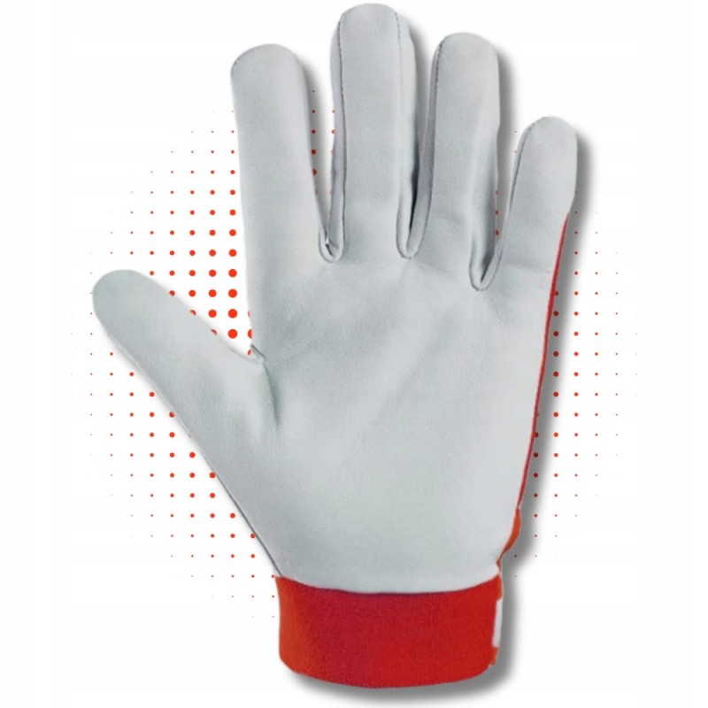 MOCNE Rękawice robocze skórzane RĘKAWICZKI MONTERSKIE KOZIA SKÓRA + RZEP