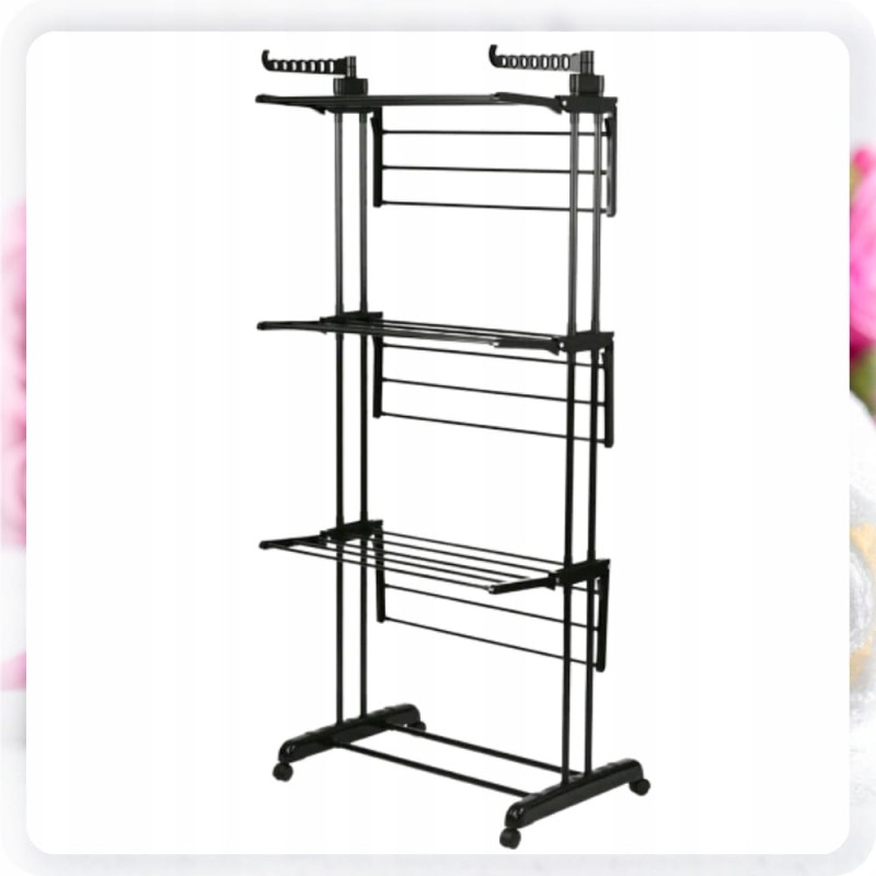 Suszarka Na Pranie STOJĄCA PIONOWA Na Ubrania Do prania Składana Czarna XXL