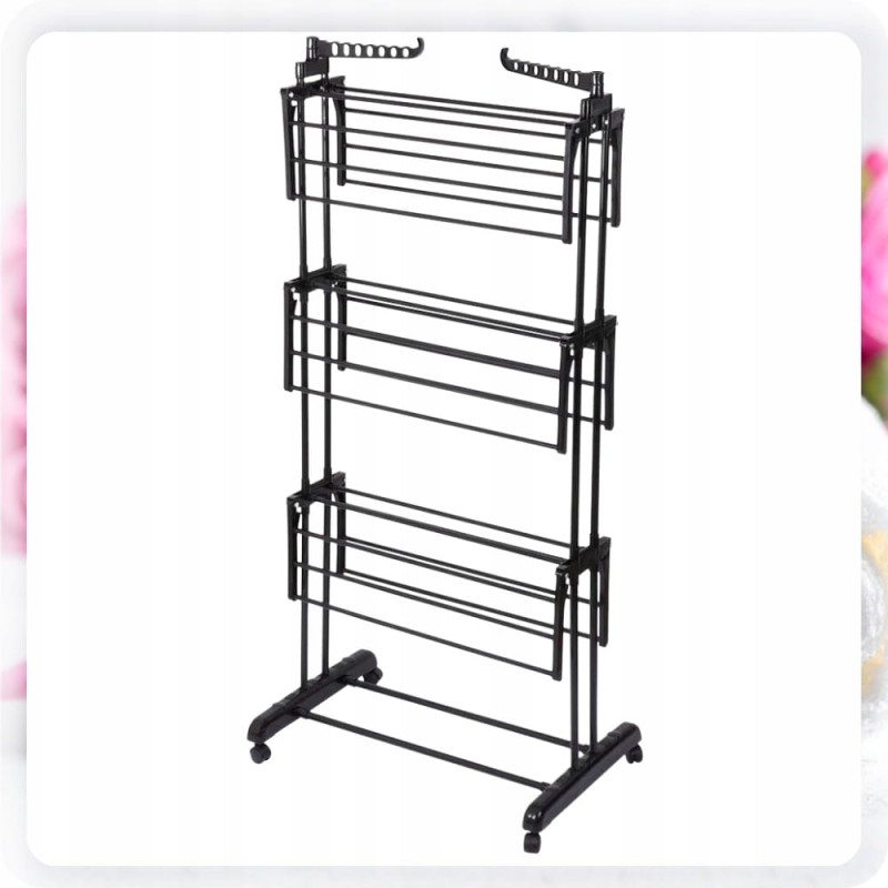 Suszarka Na Pranie STOJĄCA PIONOWA Na Ubrania Do prania Składana Czarna XXL