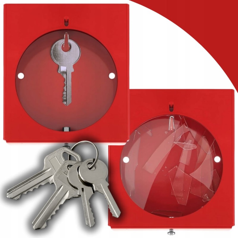 Skrzynka Metalowa Mini na Klucz Ewakuacyjny z Okienkiem Szafka + Znak Klucz