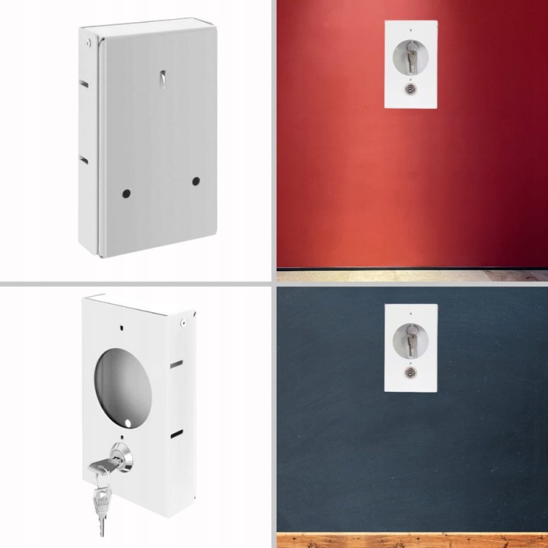 Skrzynka Metalowa na Klucz Ewakuacyjny z Zamkiem i Klucz BIAŁA + Znak Klucz
