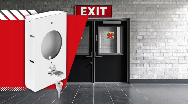 Skrzynka Metalowa na Klucz Ewakuacyjny z Zamkiem i Klucz BIAŁA + Znak Klucz