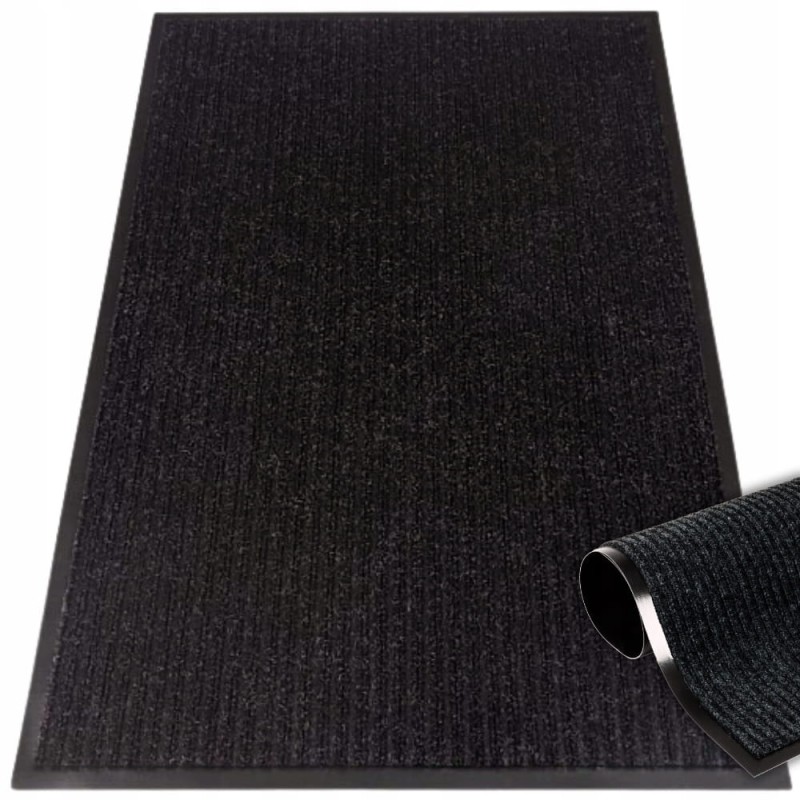 Wycieraczka pod drzwi 90x150 gumowa PVC Mata Zewnętrzna Wewnętrzna CZARNA