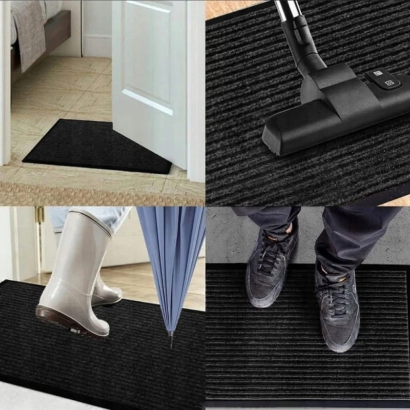 Wycieraczka pod drzwi 90x150 gumowa PVC Mata Zewnętrzna Wewnętrzna CZARNA