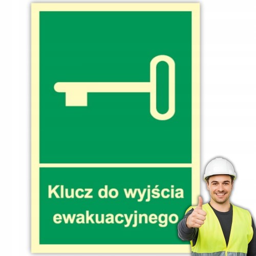 Znak ochrony PPOŻ Klucz do wyjścia ewakuacyjnego 10x15 cm płyta PCV foto