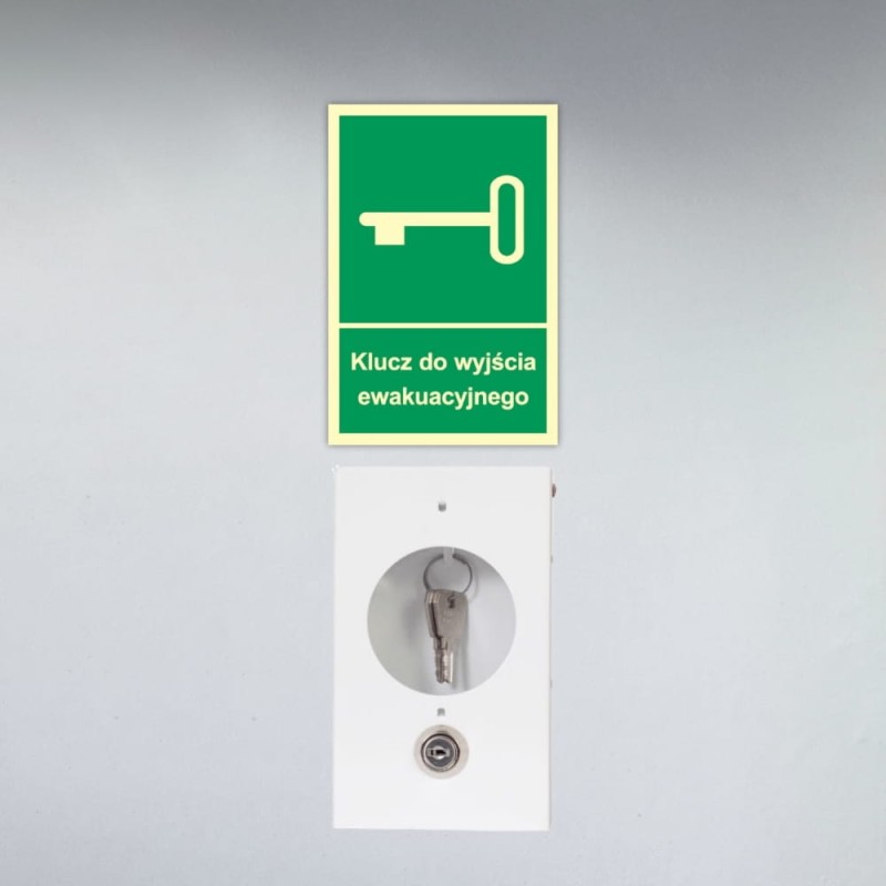 Znak ochrony PPOŻ Klucz do wyjścia ewakuacyjnego 10x15 cm płyta PCV foto