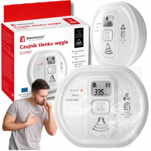 Czujnik Czadu z Wyświetlaczem Tlenku Węgla Wykrywacz Co Bateria 10 Lat CE B