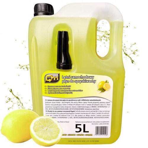 Płyn Do Spryskiwaczy Letni 5L Szyb Nanocząsteczki Świeża Cytryna + Lejek