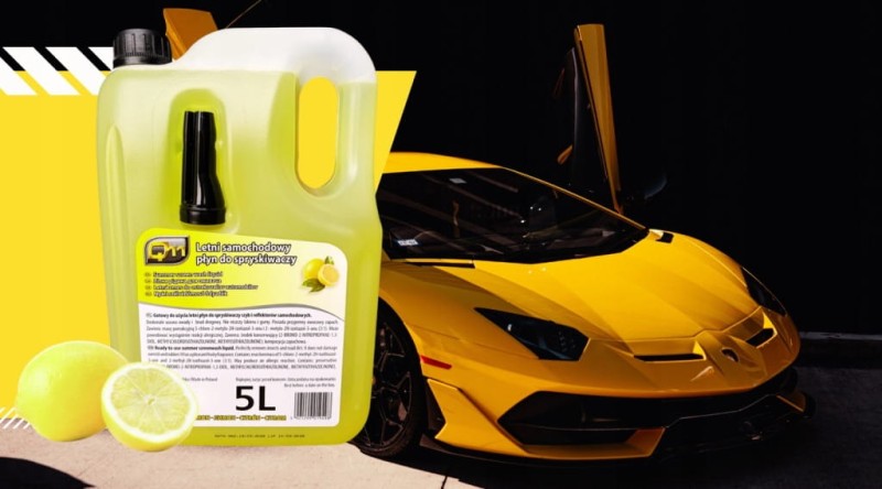 Płyn Do Spryskiwaczy Letni 5L Szyb Nanocząsteczki Świeża Cytryna + Lejek