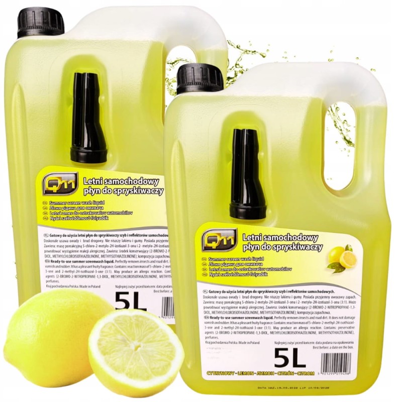 Płyn Do Spryskiwaczy Letni 2x 5L Szyb Nanocząsteczki Świeża Cytryna + Lejek
