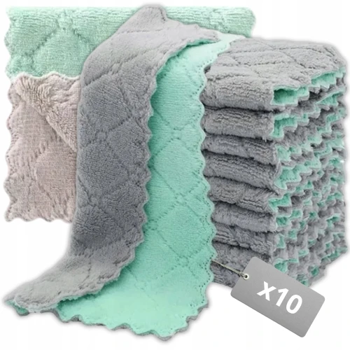 Zestaw 10 ścierek z mikrofibry 23x23 cm, do wycierania kurzu, do sprzątania