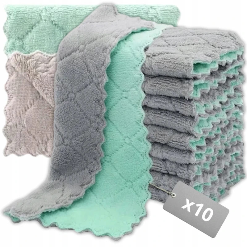Zestaw 10 ścierek z mikrofibry 23x23 cm, do wycierania kurzu, do sprzątania