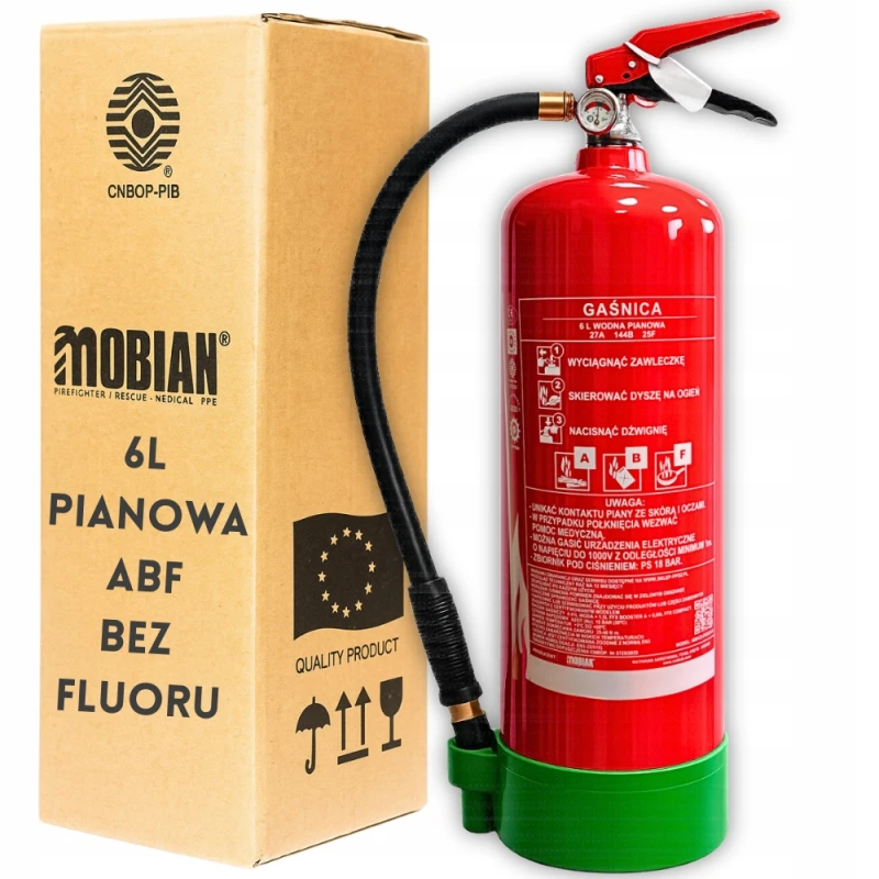 Gaśnica Pianowa 6L ABF + Uchwyt BEZ FLUORU Kuchenna Gasi Tłuszcze 2026r