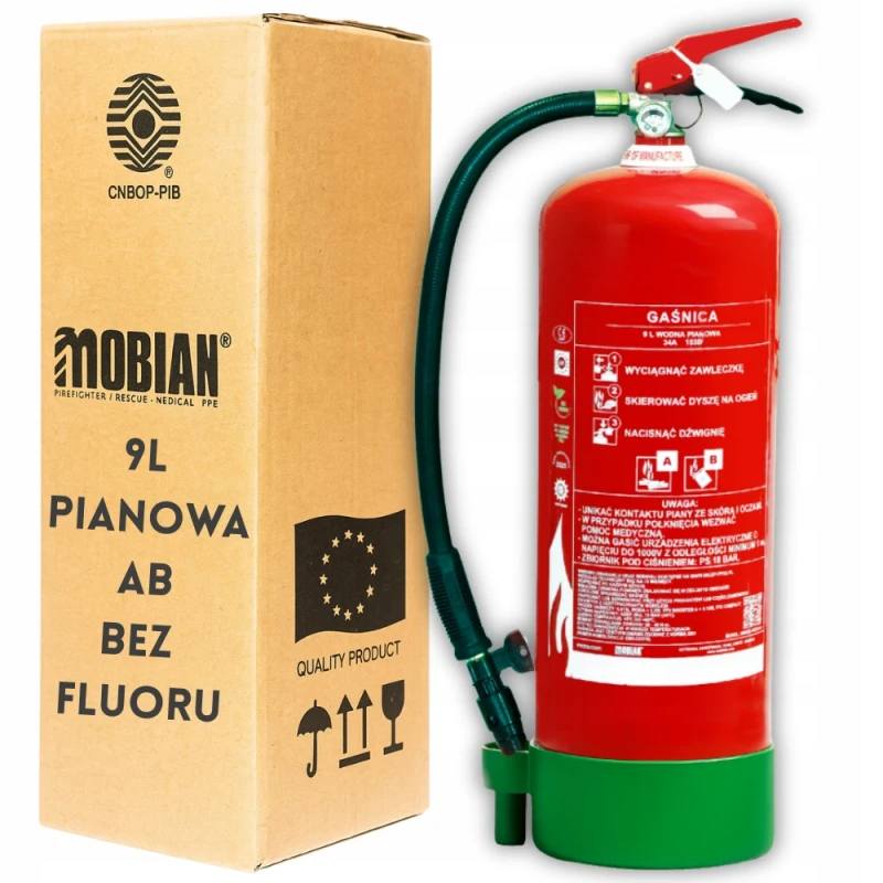 Gaśnica Pianowa 9L AB + Uchwyt BEZ FLUORU Kuchenna Gasi Tłuszcze 2026r