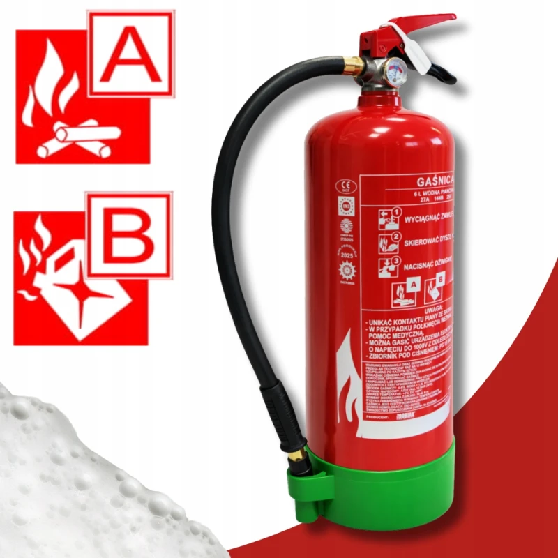 Gaśnica Pianowa 9L AB + Uchwyt BEZ FLUORU Kuchenna Gasi Tłuszcze 2026r