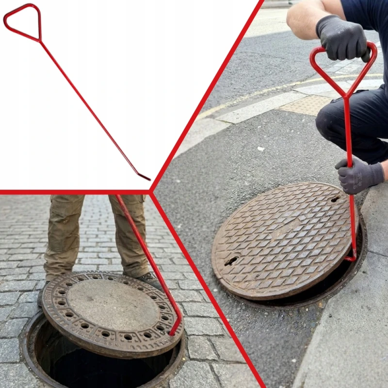 Hak klucz do otwierania włazu studni szamb pokryw kanalizacyjnych 75cm