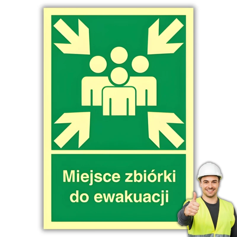 Znak PPOŻ Tabliczka Miejsce zbiórki do ewakuacji 20x30 PCV CNBOP