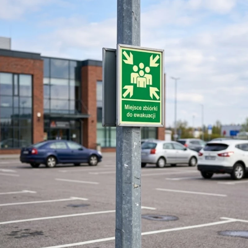 Znak PPOŻ Tabliczka Miejsce zbiórki do ewakuacji 20x30 PCV CNBOP