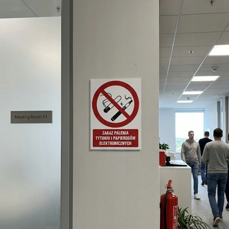 Znak Zakaz palenia tytoniu i papierosów elektronicznych 10,5x14,8cm PCV 1mm