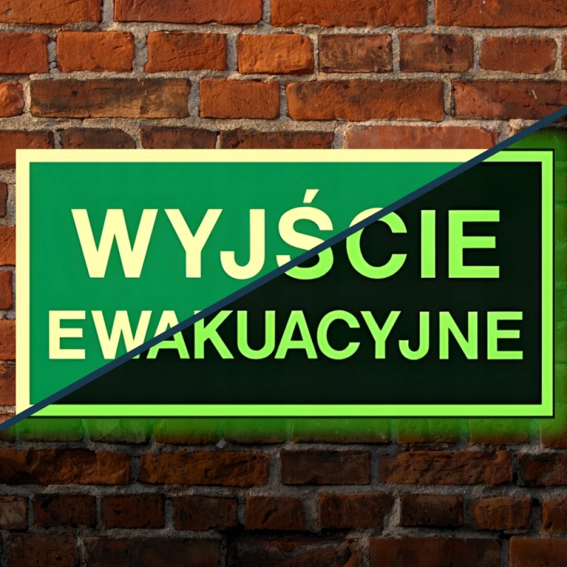 Znak ochrony PPOŻ Wyjście Ewakuacyjne 20x10cm PCV fotoluminescencyjna CNBOP