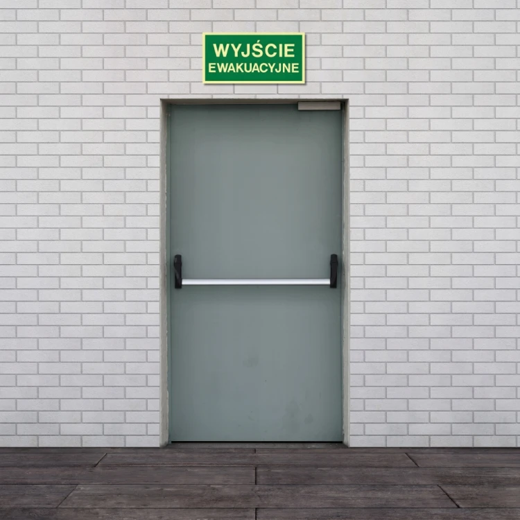 Znak ochrony PPOŻ Wyjście Ewakuacyjne 20x10cm PCV fotoluminescencyjna CNBOP