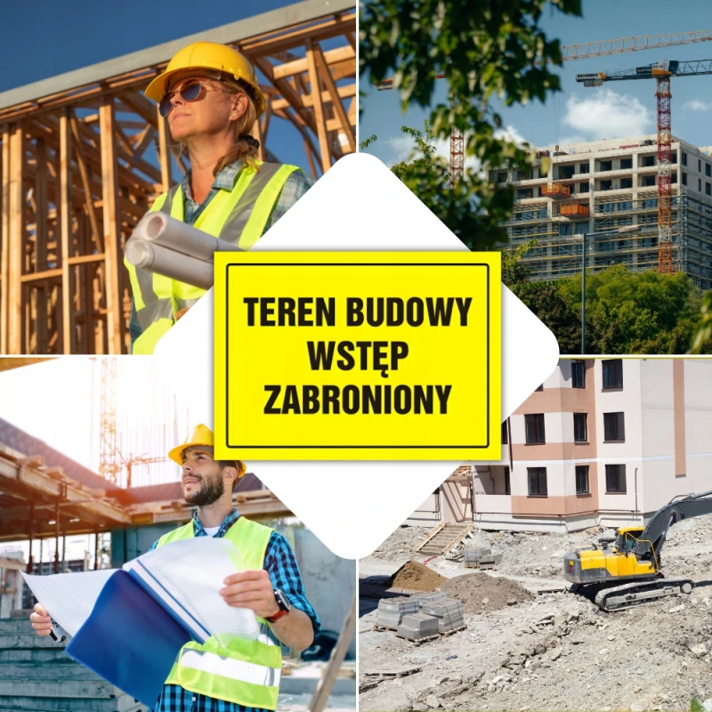 Tablica informacyjna budowlana TEREN BUDOWY WSTĘP ZABRIONIONY PCV 25x35cm
