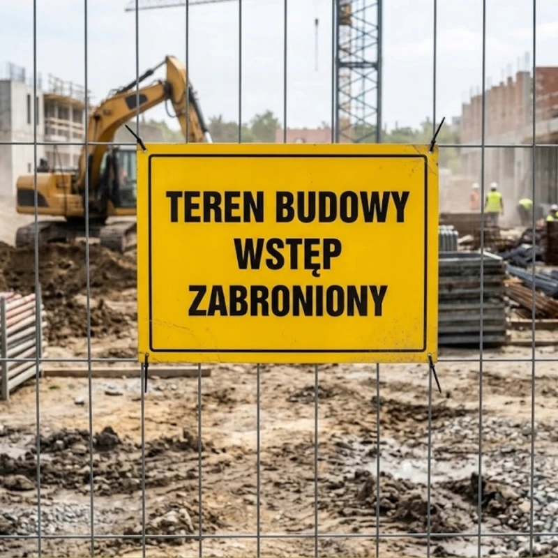 Tablica informacyjna budowlana TEREN BUDOWY WSTĘP ZABRIONIONY PCV 25x35cm
