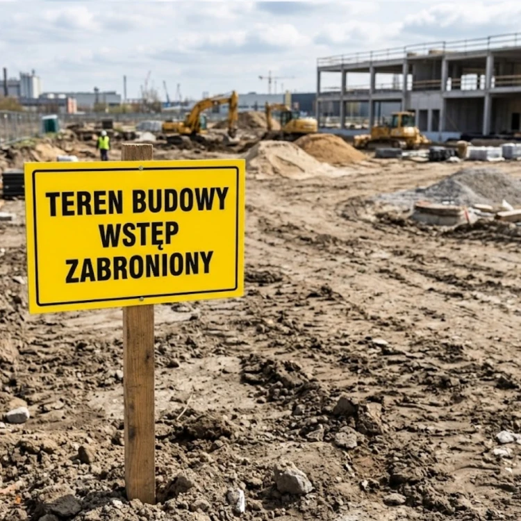 Tablica informacyjna budowlana TEREN BUDOWY WSTĘP ZABRIONIONY PCV 25x35cm