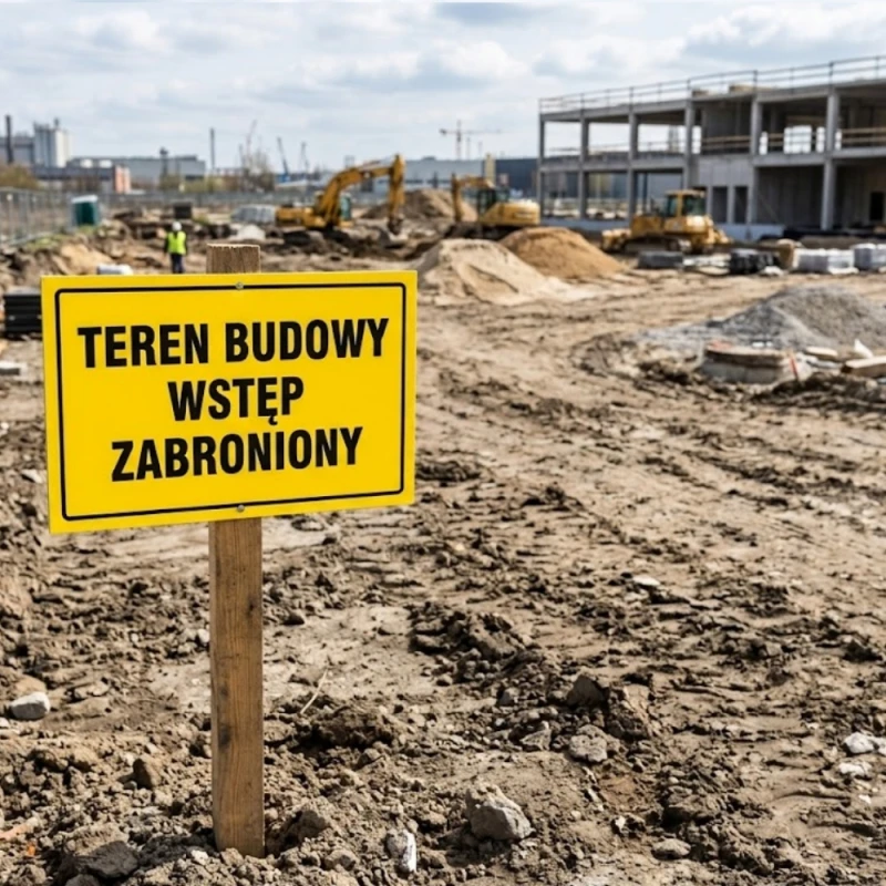 Tablica informacyjna budowlana TEREN BUDOWY WSTĘP ZABRIONIONY PCV 25x35cm
