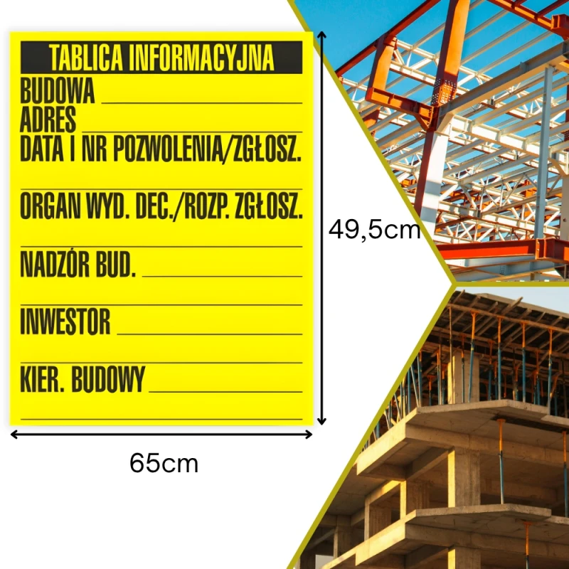 Tablica Informacyjna Budowlana TABLICA BUDOWLANA TABLICA INFORMACYJNA 50x65