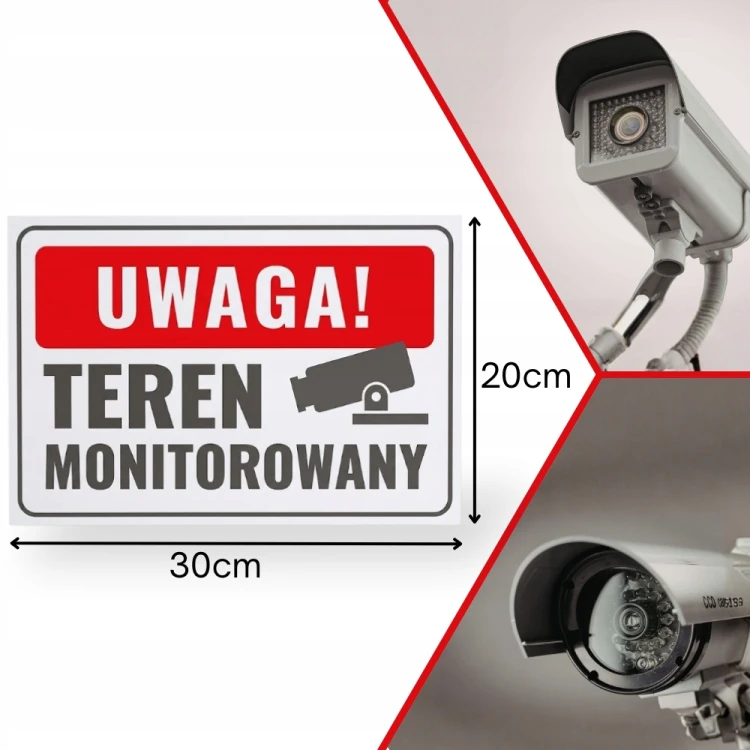 Tabliczka Teren Monitorowany Obiekt Monitorowany Teren Chroniony PCV 30x20