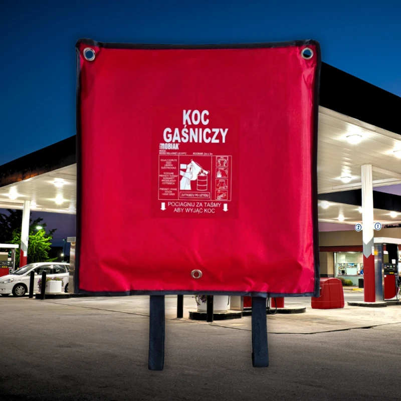 Koc gaśniczy szklany 200x300cm z pokrowcem DO FIRMY DOMU STACJI BENZYNOWEJ