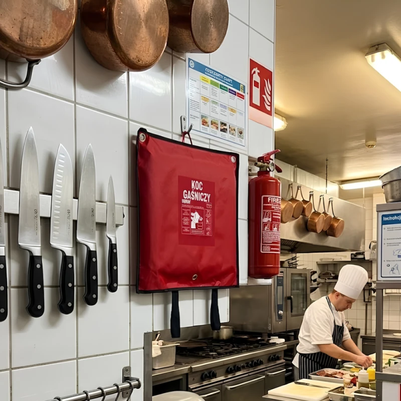 Koc gaśniczy szklany 200x300cm z pokrowcem DO FIRMY DOMU STACJI BENZYNOWEJ