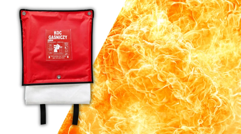 Koc gaśniczy szklany 200x300cm z pokrowcem DO FIRMY DOMU STACJI BENZYNOWEJ