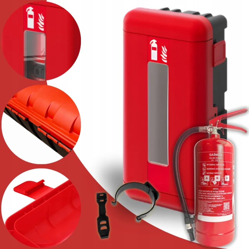 Skrzynka Szafka na gaśnicę 6L 6kg REGON Czerwona Pojemnik ADR TIR MAGAZYN