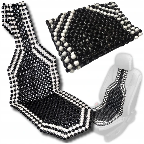 POKROWIEC MATA na FOTEL samochodowy KORALIKOWA na SIEDZENIE drewniana