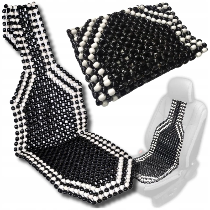 POKROWIEC MATA na FOTEL samochodowy KORALIKOWA na SIEDZENIE drewniana