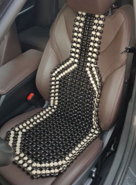 POKROWIEC MATA na FOTEL samochodowy KORALIKOWA na SIEDZENIE drewniana