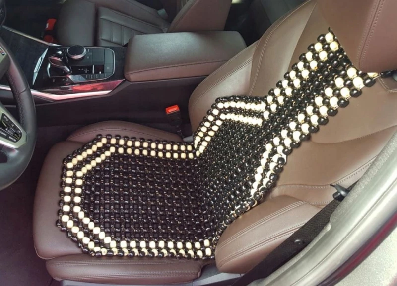 POKROWIEC MATA na FOTEL samochodowy KORALIKOWA na SIEDZENIE drewniana